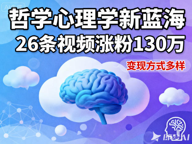 短视频新蓝海，哲学心理学赛道，26条视频涨粉130W，变现方式多样-百货大全