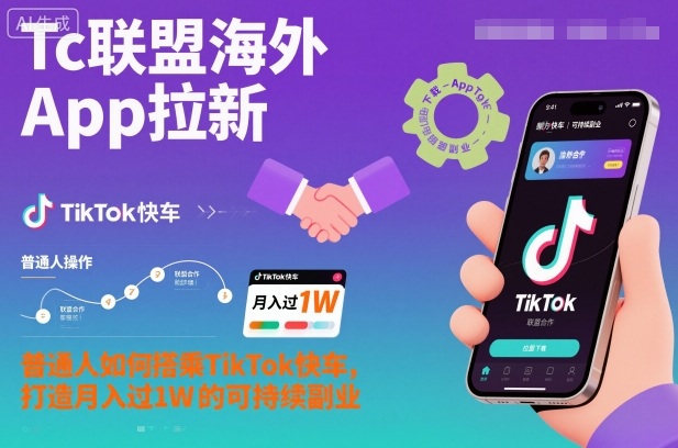 Tc联盟海外App拉新：普通人如何搭乘TikTok快车，打造月入过1W的可持续副业-百货大全