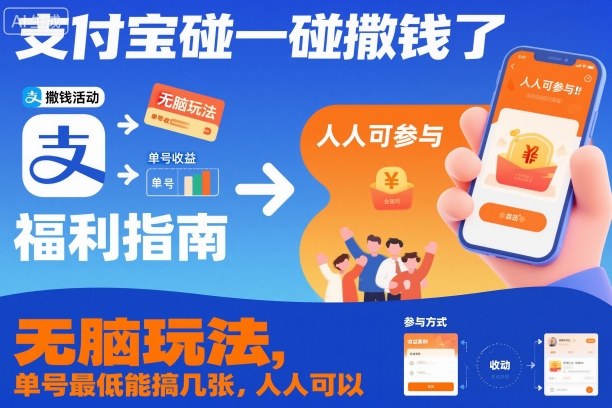 支付宝碰一碰撒钱了，无脑玩法，单号最低能搞几张，人人可以撸【揭秘】-百货大全