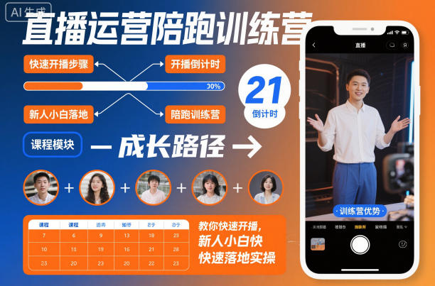 直播运营陪跑训练营，教你快速开播，新人小白快速落地实操-百货大全