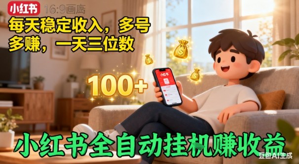 小红书自动挂G賺收益，每天稳定收入，多号多賺，一天三位数【揭秘】-百货大全