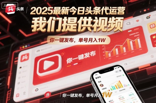2025最新今日头条代运营，我们提供视频，你一键发布，单号月入1W【揭秘】-百货大全