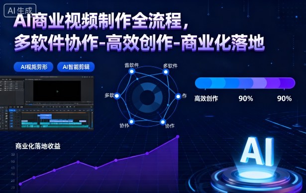 AI商业视频制作全流程，多软件协作-高效创作-商业化落地-百货大全