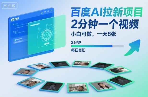 百度AI拉新项目，2分钟一个视频，小白可做，一天8张【附案例+保姆级教程】-百货大全