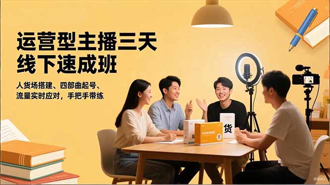 运营型主播三天线下班，人货场搭建,四部曲起号,流量实时应对，手把手带练-百货大全
