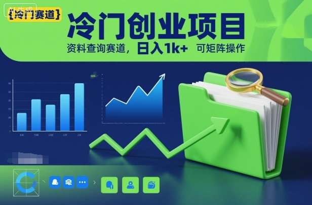 冷门创业项目，资料查询赛道，日入1k+，可矩阵操作-百货大全