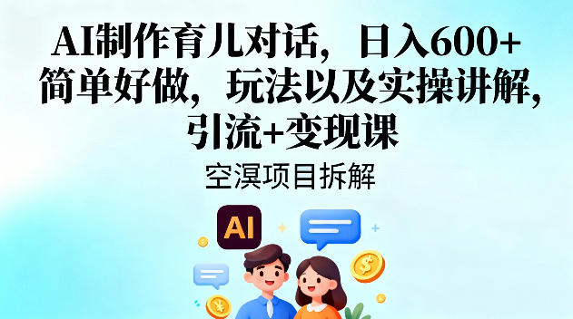 AI制作育儿对话，日入6张+，简单好做，玩法以及实操讲解，引流+变现课-百货大全
