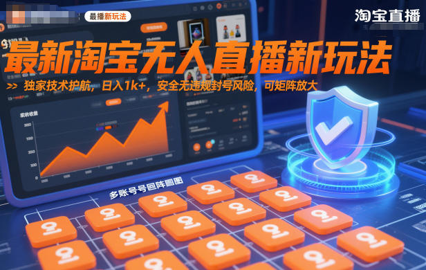 最新淘宝无人直播新玩法，独家技术护航，日入1k+，安全无违规封号风险，可矩阵放大【揭秘】-百货大全
