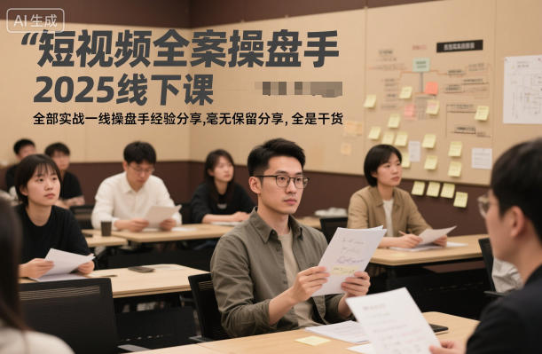 短视频全案操盘手2025线下课，全部实战一线操盘手经验分享，毫无保留分享，全是干货-百货大全