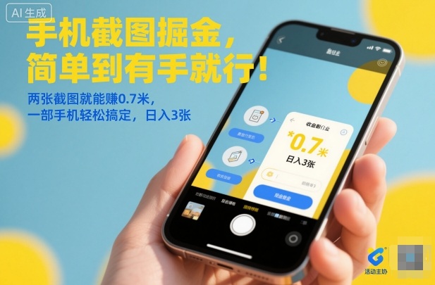 手机截图掘金，简单到有手就行！两张截图就能賺0.7米，一部手机轻松搞定，日入3张【揭秘】-百货大全