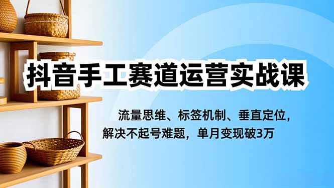 抖音手工赛道运营实战课，流量思维、标签机制、垂直定位，解决不起号难题，单月变现破3万-百货大全