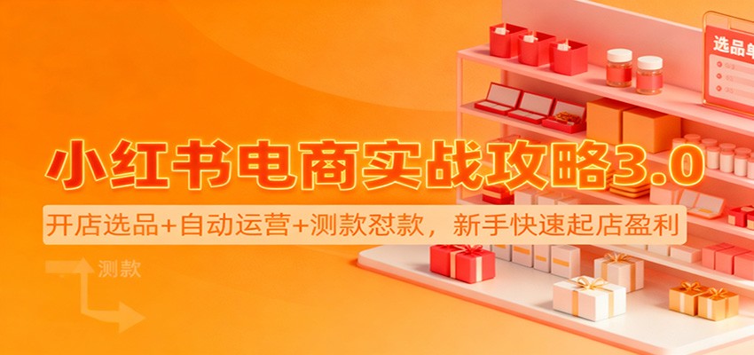 小红书电商实战攻略3.0：开店选品+自动运营+测款怼款，新手快速起店盈利-百货大全