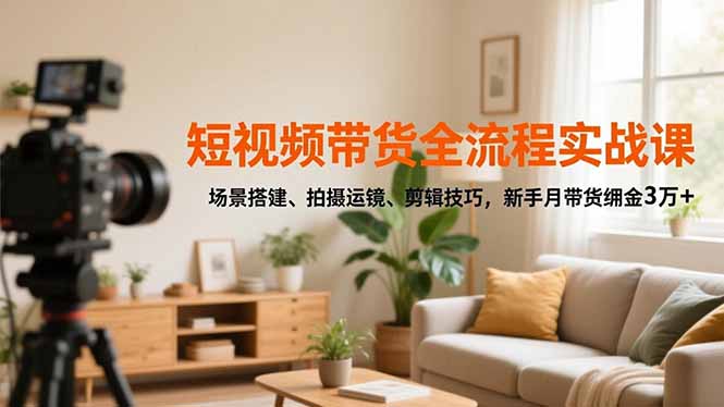 短视频带货全流程实战课，场景搭建、拍摄运镜、剪辑技巧，新手月带货佣金3万+-百货大全