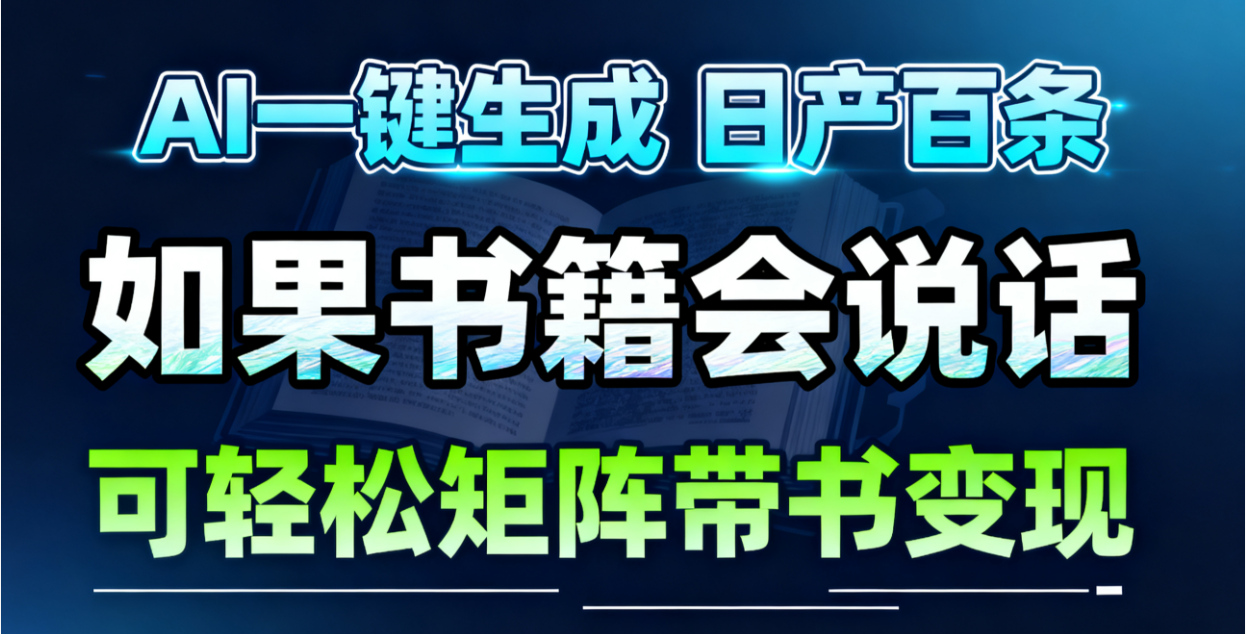 AI书籍会说话，轻松带书变现，月入3W+-百货大全