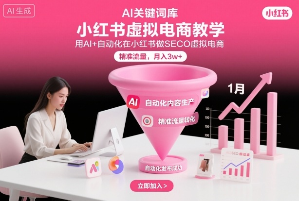 小红书虚拟电商项目，用AI+自动化在小红书做SEO虚拟电商，精准流量，月入3w+-百货大全