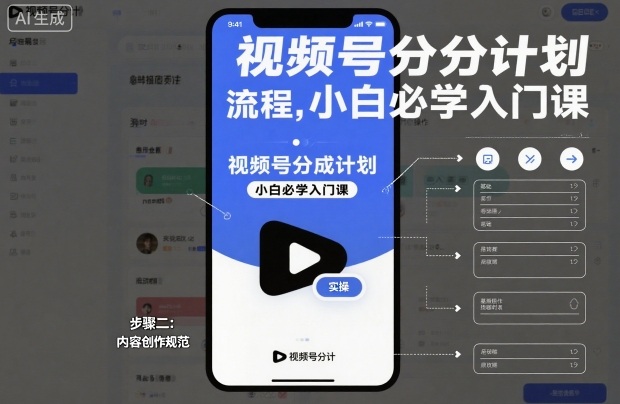 视频号分成计划实操流程，小白必学入门课-百货大全