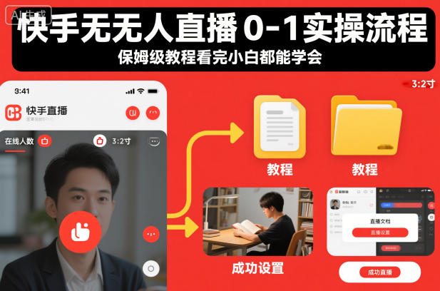 快手无人直播0-1实操流程，保姆级教程看完小白都能学会-百货大全