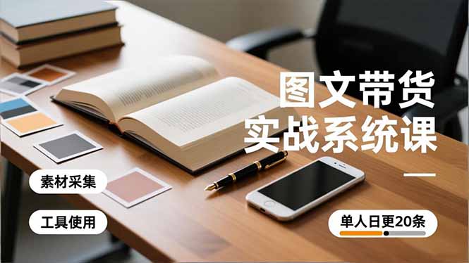 图文带货实战系统课，工具使用、素材采集、防同质化，单人日更20条月入3w+-百货大全