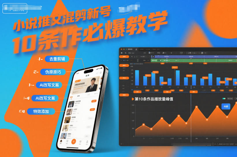 小说推文混剪新号10条必爆教学，伪原创10条作品必爆技巧-百货大全
