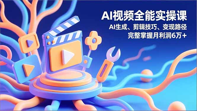 AI视频全能实操课，AI生成、剪辑技巧、变现路径，完整掌握月利润6万+-百货大全