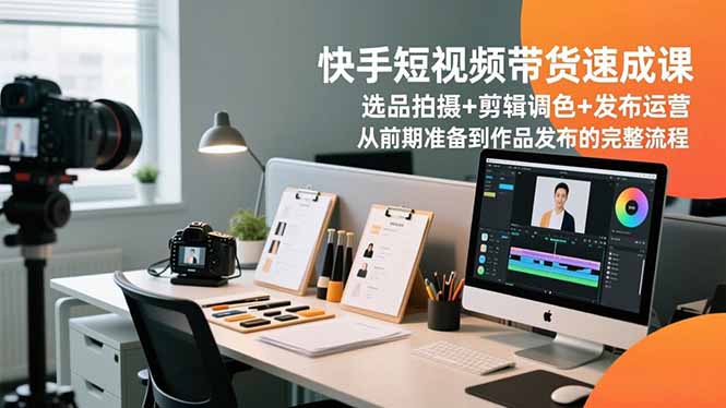 快手短视频带货速成课，选品拍摄+剪辑调色+发布运营，从前期准备到作品发布的完整流程-百货大全