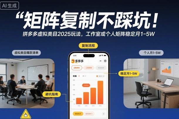 矩阵复制不踩坑！拼多多虚拟类目2025玩法，工作室或者个人矩阵稳定月1-5W【揭秘】-百货大全