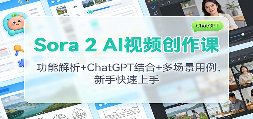 Sora 2 AI视频创作课：功能解析+ChatGPT结合+多场景用例，新手快速上手-百货大全