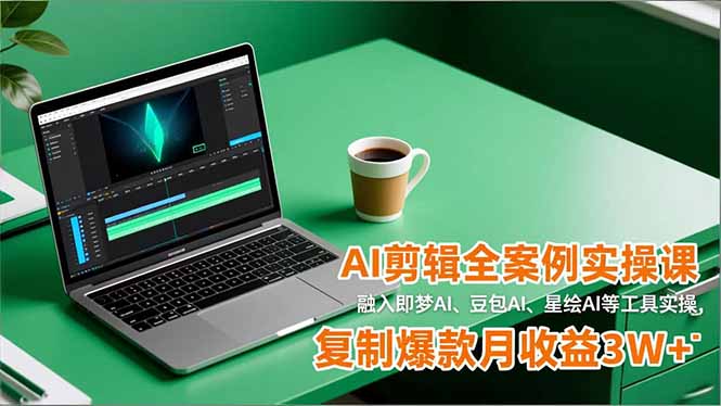 AI剪辑全案例实操课，融入即梦AI、豆包AI、星绘AI等工具实操，复制爆款月收益3W+-百货大全