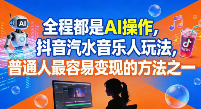 全程都是AI操作，抖音汽水音乐人玩法，普通人最容易变现的方法之一-百货大全