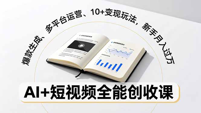 AI+短视频全能创收课，爆款生成、多平台运营、10+变现玩法，新手月入过万-百货大全