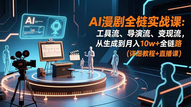 AI漫剧全栈实战课：工具流、导演流、变现流，从生成到月入10w+全链路 (详细教程+直播课-百货大全