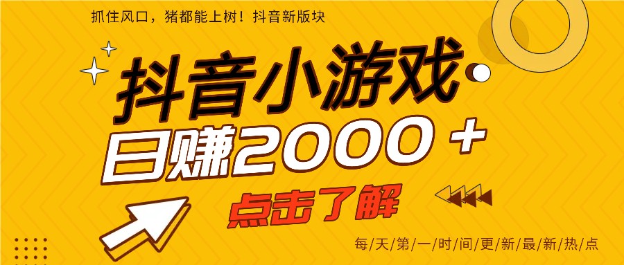 5年爆火的抖音小游戏项目，一部手机日入2000+-百货大全
