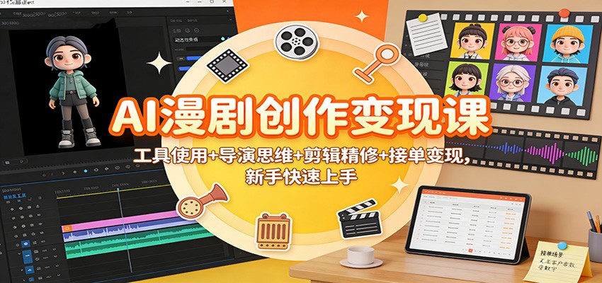 AI漫剧创作变现课：工具使用+导演思维+剪辑精修+接单变现，新手快速上手-百货大全