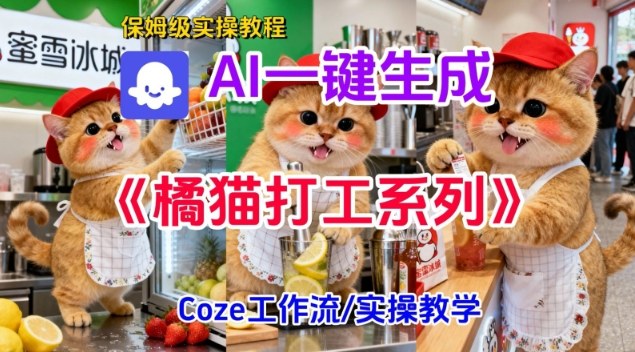 Coze扣子工作流一键生成胖橘猫打工短视频，保姆级实操搭建教学-百货大全