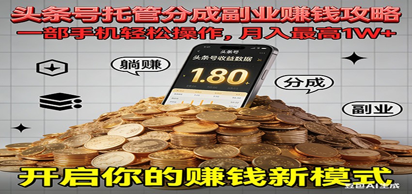 全程托管今日头条，一部手机就可以开干，最高躺赚1W+-百货大全