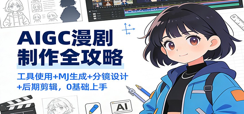 AIGC漫剧制作全攻略：工具使用+MJ生成+分镜设计+后期剪辑，0基础上手-百货大全