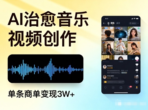 AI做治愈音乐视频，多平台投稿，单条商单变现3W+-百货大全