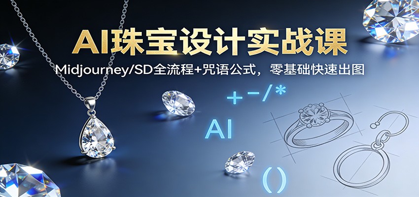AI珠宝设计实战课：Midjourney/SD全流程+咒语公式，零基础快速出图-百货大全