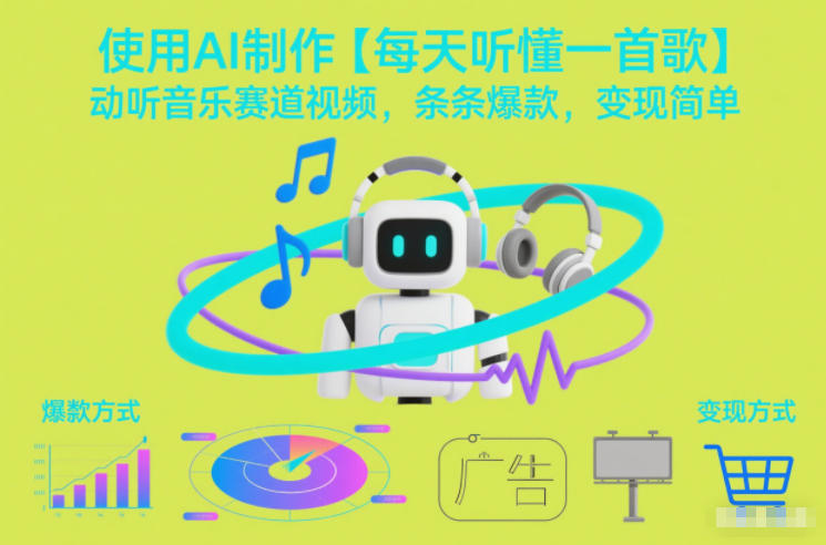 使用AI制作【每天听懂一首歌】动听音乐赛道视频，条条爆款，变现简单-百货大全