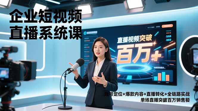 企业短视频直播系统课，账号定位+爆款内容+直播转化+全链路实战，单场直播突破百万销售额-百货大全