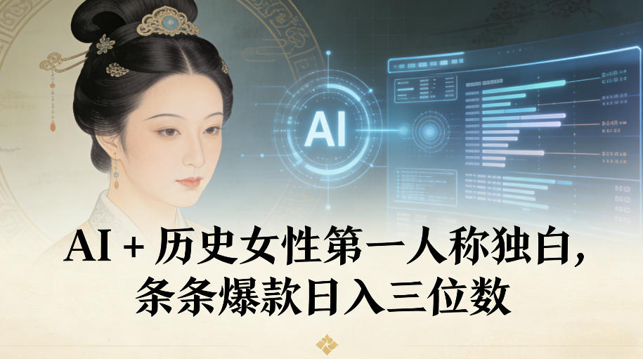AI+历史女性第一人称独白，条条爆款日入三位数-百货大全