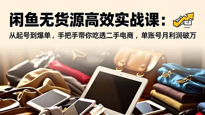 闲鱼无货源高效实战课：从起号到爆单，手把手带你吃透二手电商，单账号月利润破万-百货大全