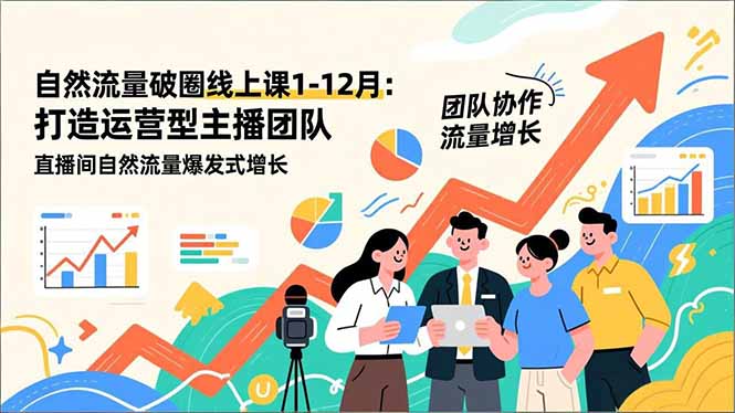 自然流量破圈线上课1-12月：打造运营型主播团队 直播间自然流量爆发式增长-百货大全