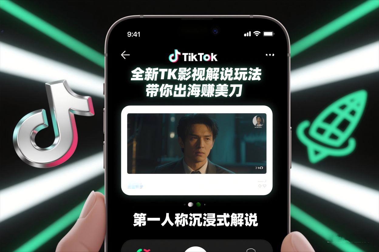 TikTok第一人称影视解说教学，全新TK影视解说玩法，带你出海賺美刀-百货大全
