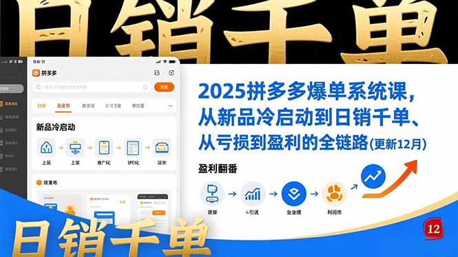 2025拼多多爆单系统课，从新品冷启动到日销千单、从亏损到盈利的全链路(更新12月-百货大全
