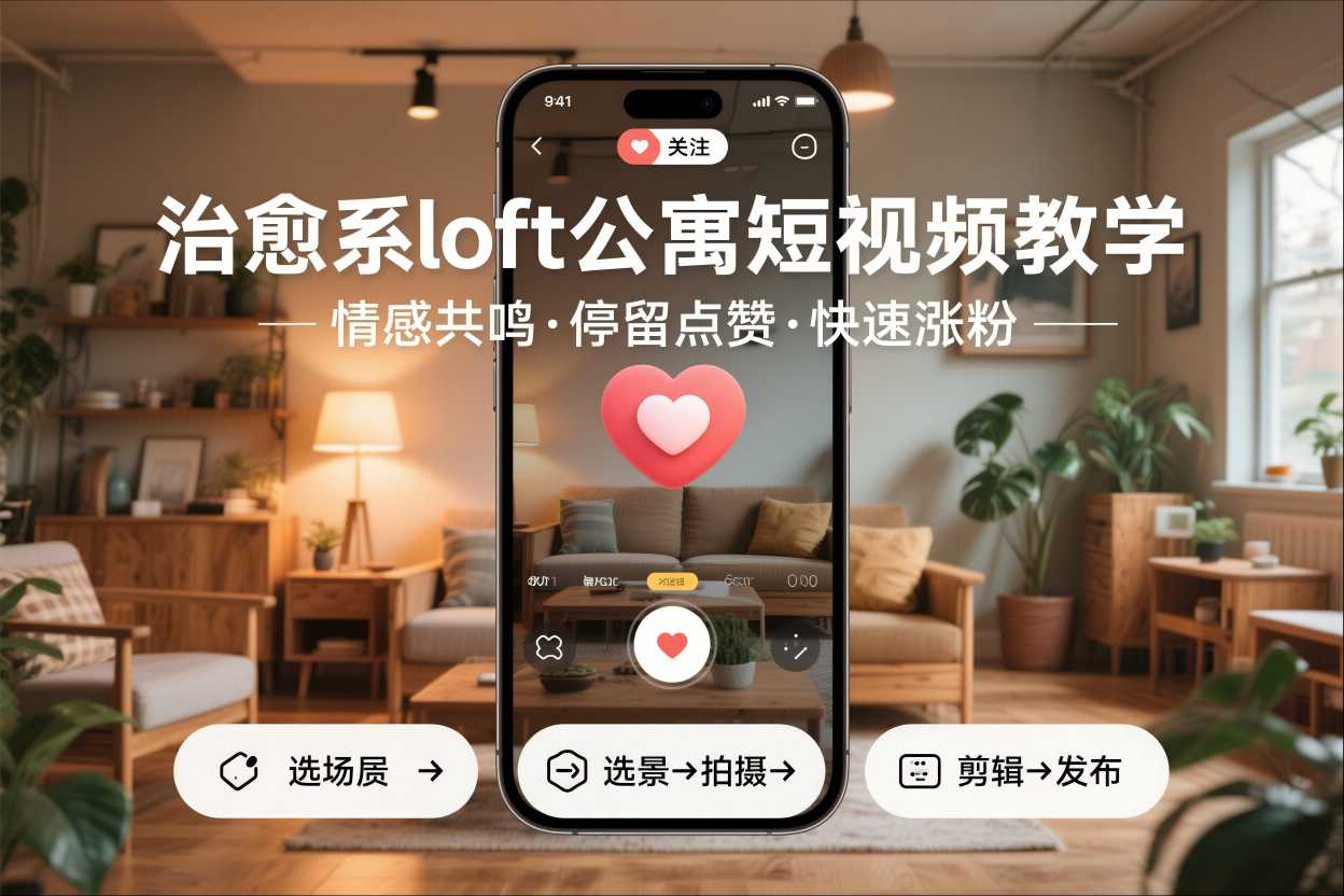 治愈系loft公寓短视频制作教学，情感共鸣引停留点赞关注，快速起号涨粉-百货大全