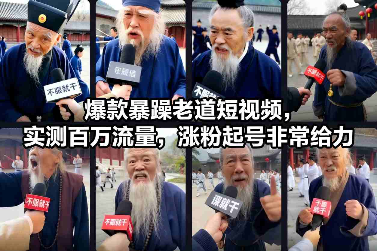 爆款暴躁老道短视频，实测百万流量，涨粉起号非常给力-百货大全