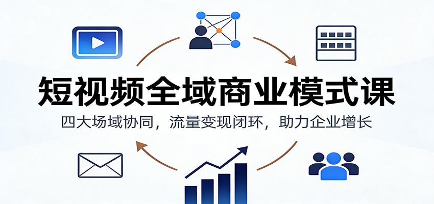 短视频全域商业模式课：四大场域协同，流量变现闭环，助力企业增长-百货大全