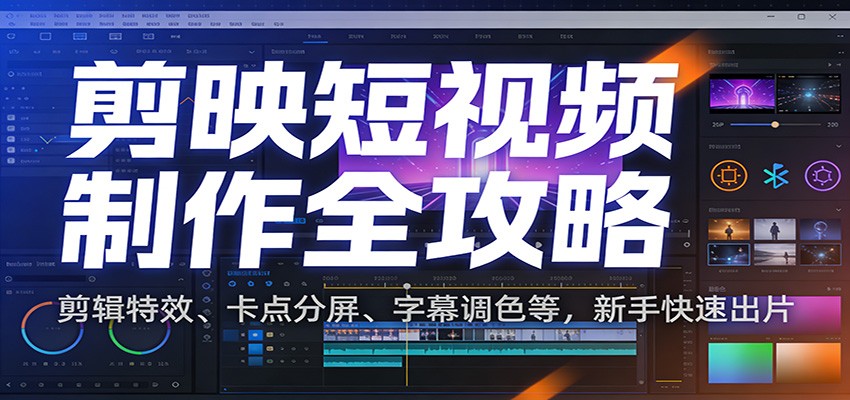 剪映短视频制作全攻略：剪辑特效、卡点分屏、字幕调色等，新手快速出片-百货大全