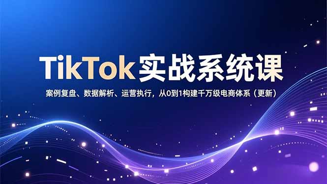 TikTok实战系统课，案例复盘、数据解析、运营执行，从0到1构建千万级电商体系(更新-百货大全